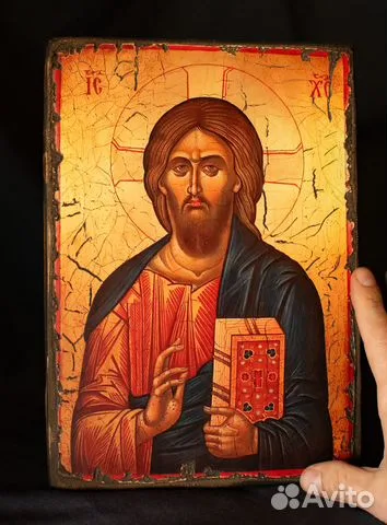 Икона "Христос Вседержитель" дерево, ручная работа — красивый подарок