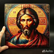 Икона "Христос Вседержитель" дерево, ручная работа — необычный подарок — фотография 1