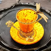 Кофейная чашка «Стрекоза» из янтаря с ложкой — красивый подарок — фотография 1