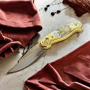 На память: Складной нож «Рысь за зайцем» — фотография 1