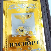 Подарочная обложка на паспорт из кожи «Герб Белгородской области» — фотография 2