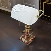 Настольная лампа из яшмы с цирконами — оригинальный подарок — фотография 1