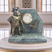 Бронзовые часы «Бык-ковбой» со змеевиком — необычный подарок — фотография 1