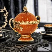 Подарочная бонбоньерка (сахарница) "Виноград" из янтаря — фотография 1