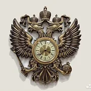 На память: Часы с гербом РФ, резные из массива ясеня — фотография 4