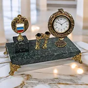 Часы «Элина» с гербом ФСО и подставками — оригинальный подарок — фотография 1