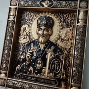 Резная Икона из дерева. Святой Николай Чудотворец — красивый подарок — фотография 6