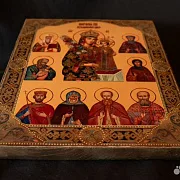 Икона Богоматери "Неувядаемый цвет со святыми" — оригинальный подарок — фотография 3