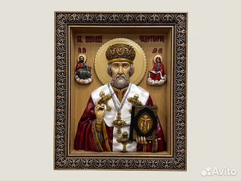 Святой Николай Чудотворец икона из дерева — красивый подарок